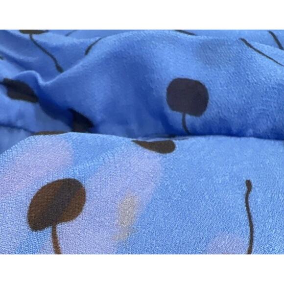 Karina Grimaldi Dress Women’s Size 4 Blue Black Cherry Print Ruched FLAWED - Picture 16 of 16